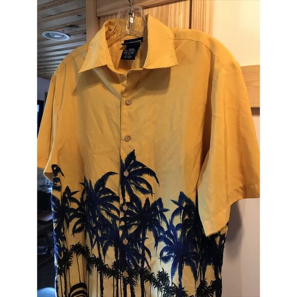 Extreme Gear Men's M Yellow Palm Print SS Button Down Polyester Hawaiian Shirt - Picture 7 of 12